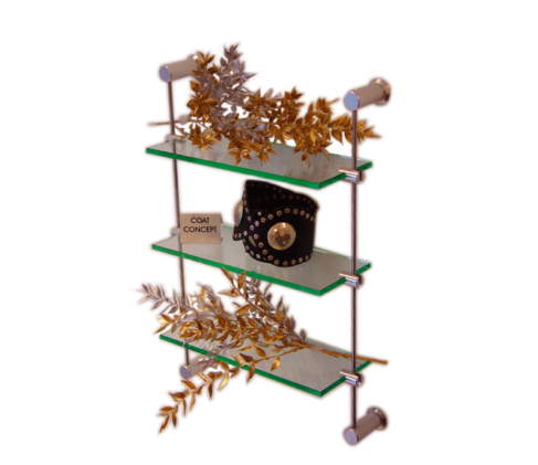 Advanced Display Systems | Glass Wall Mounted Rod Shelving