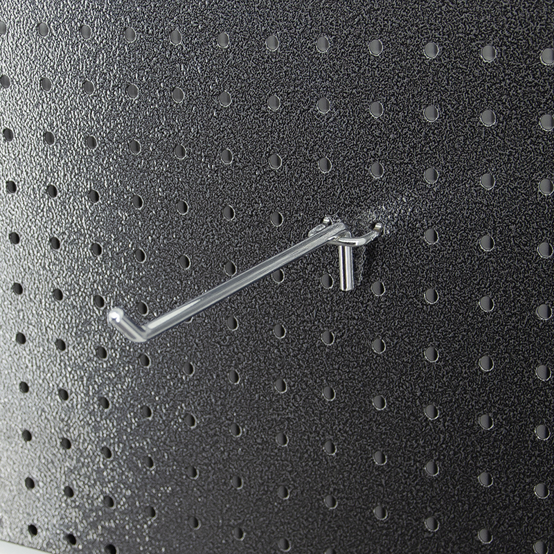 display hook for punch metal gondola shelving system