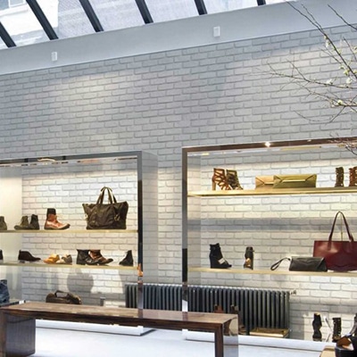 Faux brick cladding in shoe store