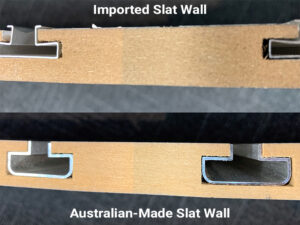 Comparison of imported and Australian made slat wall side on