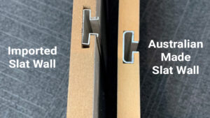 Comparison of two pieces of slat wall side on