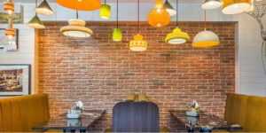 Cafe Design Using Fake Brick Wall Panel