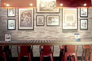 Burger King Burger Restaurant Design using Fake Brick Wall Panels