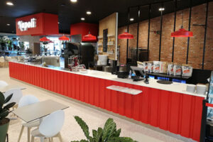 Coffee Shop Design Using 'Country Brick' Faux Brick Panel