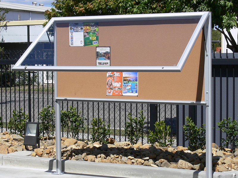 Lockable-outdoor-notice-board-with-gas-struts-on-door